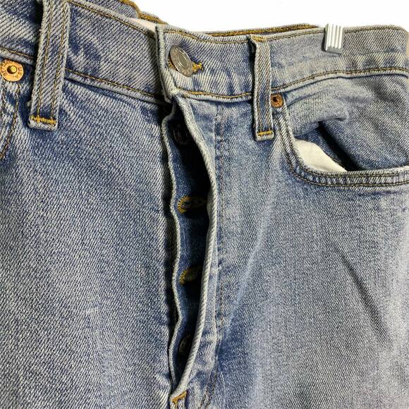 Re/Done Women Jean Originals 70s Stove Pipe 5 Button Fly High Rise Light Wash 30 - Picture 6 of 7